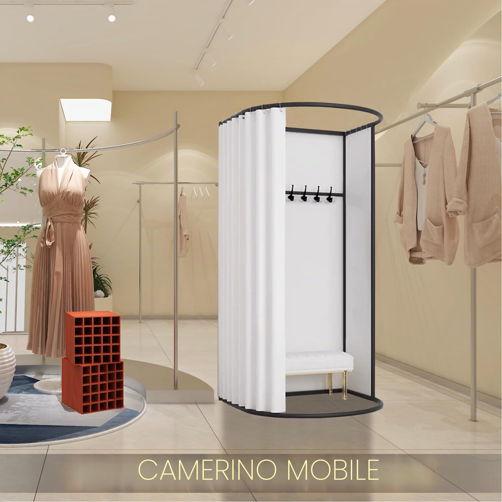 200x100x95CM Spogliatoio Camerino Mobile, Portatile Spogliatoio per La Protezione Della Privacy, Spogliatoio Semicerchio Mobile per Ufficio, Attività All'aperto, Boutique, Negozio di Abbigliamento