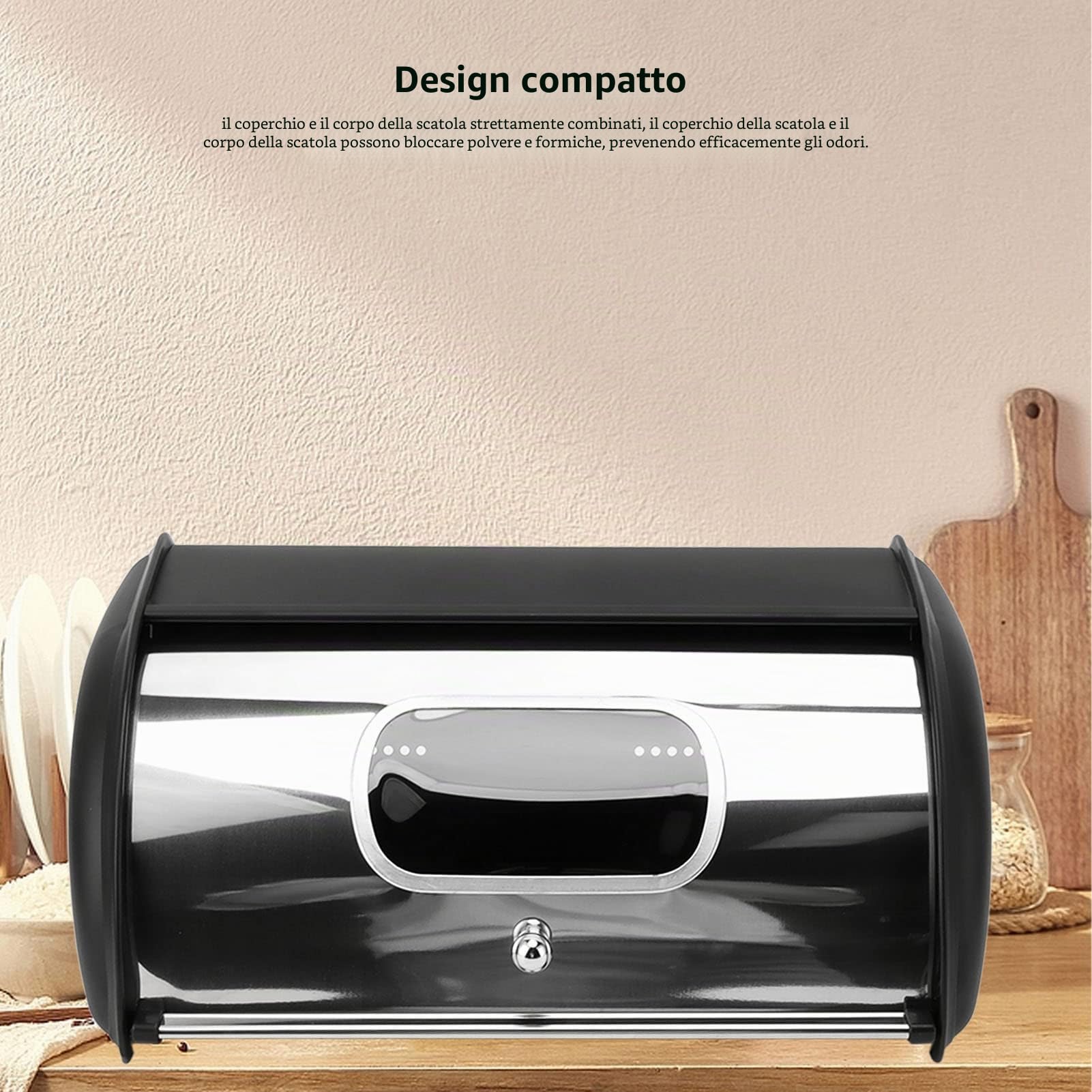 Topiky Contenitore per Il Pane da , Cestino per Il Pane in Ferro con Finestra Frontale per Piano di Lavoro della , Contenitore per Il Pane Portapane Contenitore per Alimenti (Nero)