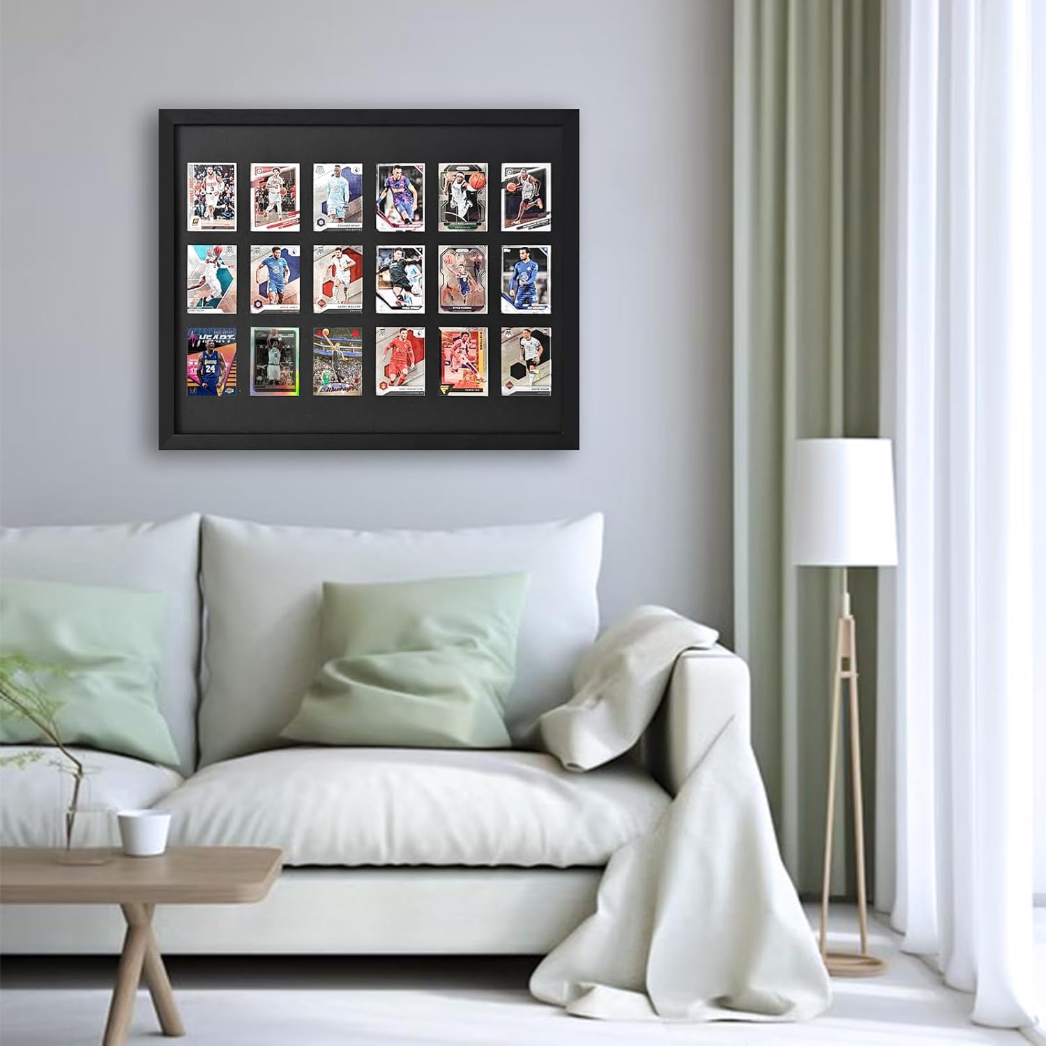 18 Baseball Card Display Case - Trading Card Display,Sports Graded Card Display Case Wall Mount with UV Protction Glass Door for Baseball Basketball Football Hockey Trading Card Collection.