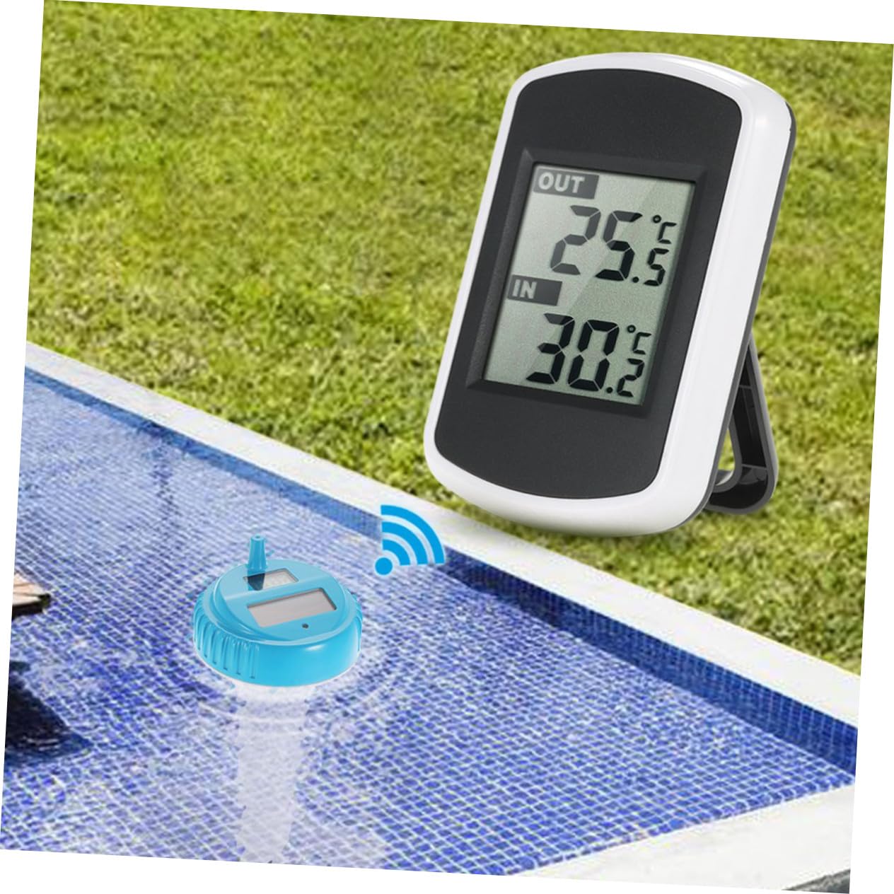 ORFOFE Termómetro Inalámbrico Flotante para Piscinas Resistente al Agua con Pantalla Fácil de Leer Sensor de Temperatura para Interior y Exterior Instalación Sencilla sin Cables
