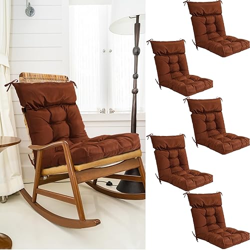 Miniatura 1 de Suzile Paquete de 6 cojines para sillas de respaldo alto para exteriores, impermeables, para interiores y exteriores, cojín grueso para silla de