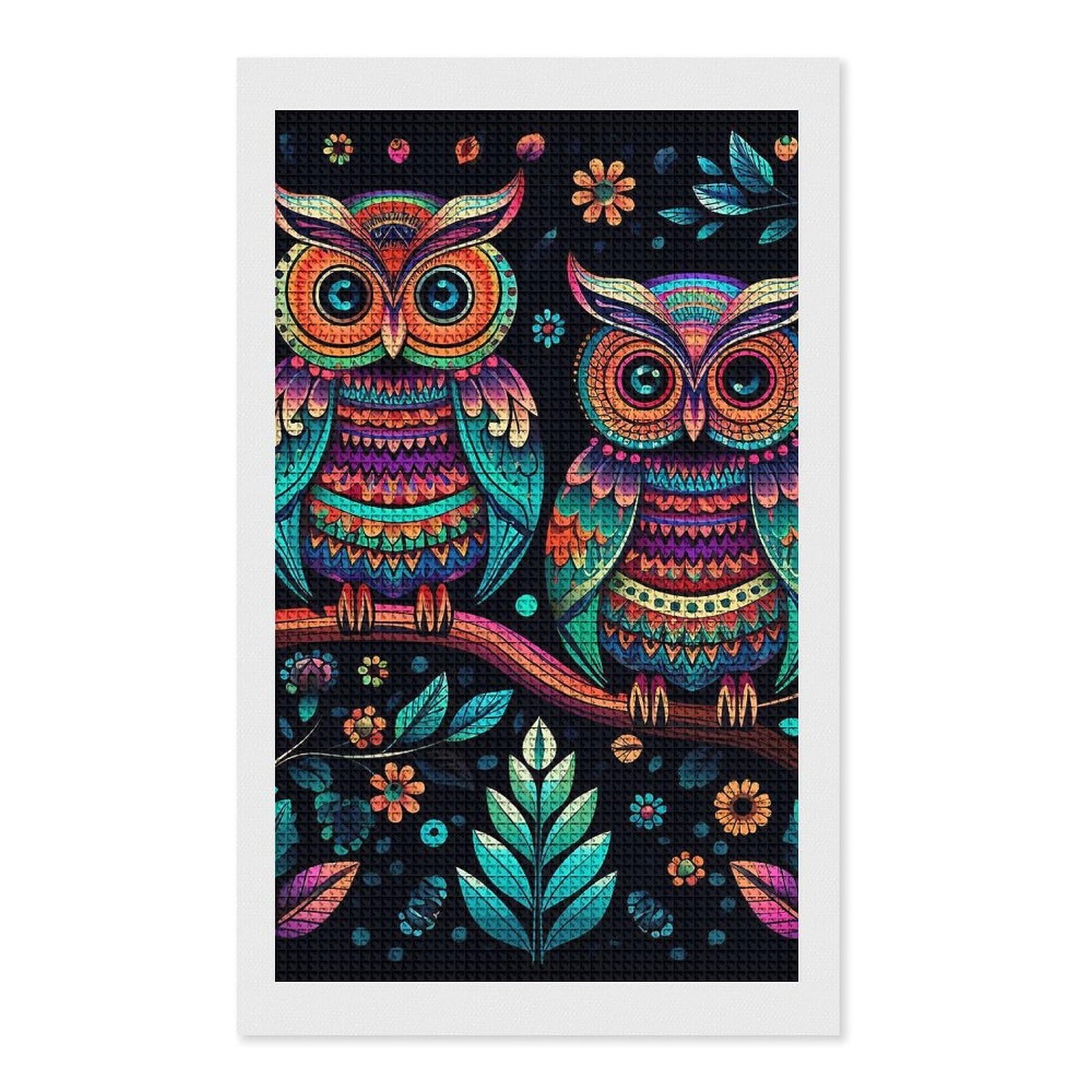 Colorful Owl Pictures Diamond Art Kits for Adults, DIY 5D Diamonds Painting Kits for Beginner, Round Full Drill Diamond Dots Painting, 12"x20" Diamonds Pictures Gem Art and Crafts Wall Decor