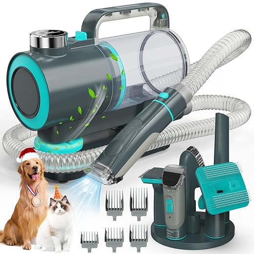 Pet Grooming Vacuum kit with Pet Aromatherapy,Low Noise Dog Hair Vacuum Suction 99% pet Hair, Dog Grooming Kit & Vacuum with 5 Pet Grooming Tools for Shedding Pet Hair for Dog and Cat