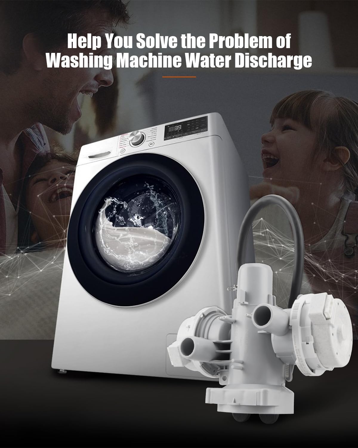 AHA75853803 Washer Drain Pump Fits for LG Washing Machine WKGX201HWA WM3900HBA/00 WM4000HBA/00 WM4200HBA/00 WM4200HWA/00, Replace EAP12750086