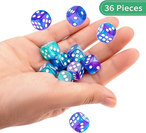 Miniatura 93 de Juego de 36 dados mini de 0.472 in, 6 caras, juego de dados con patrón de perlas, 6 dados estándar para Yahtzee, Bunco o enseñanza de matemáticas