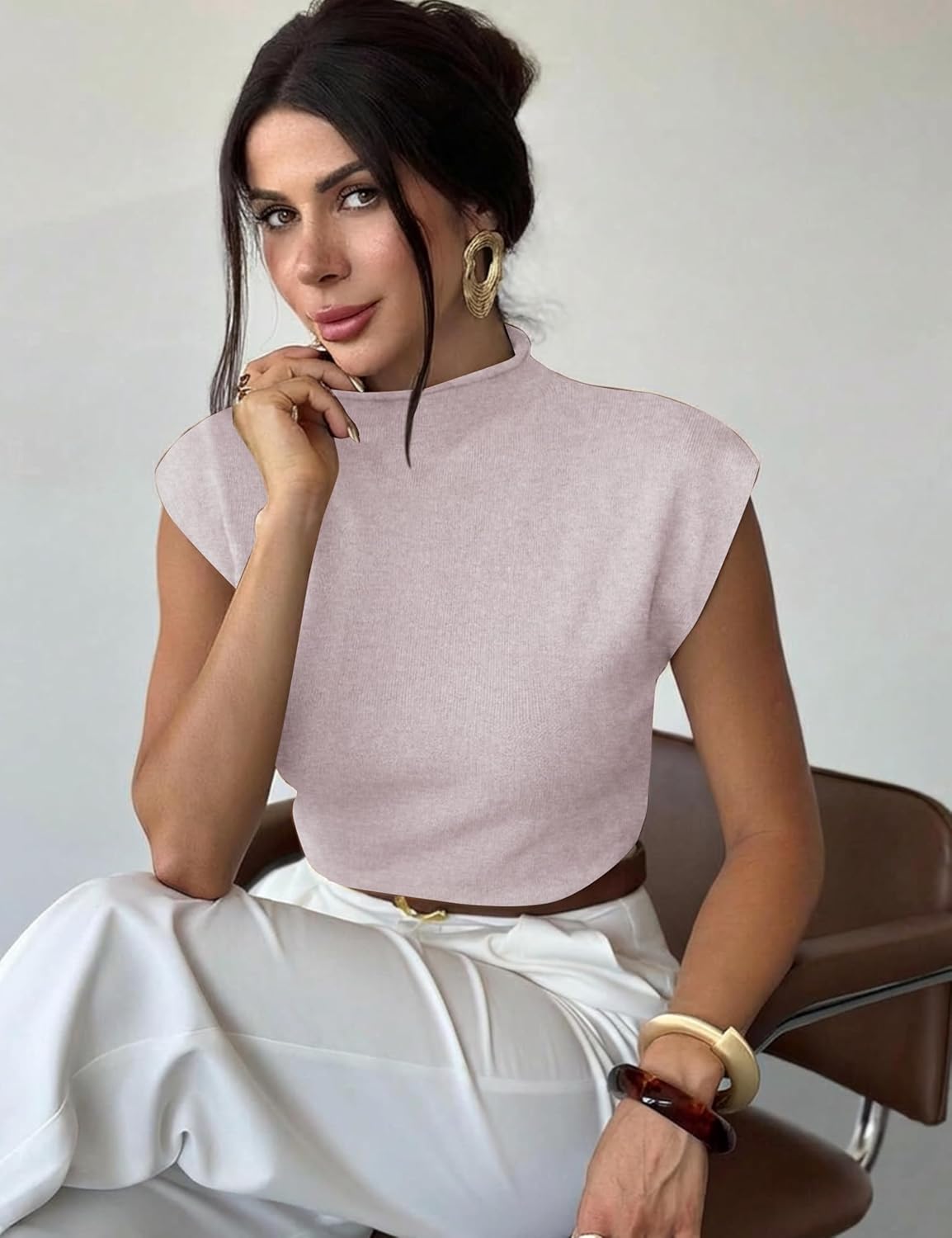 LaGracia Women's Mock Neck Sleeveless Sweater Vest Casual Cap Sleeve Summer Sweater Knit Pullover Tank Tops 2026 - Image 5