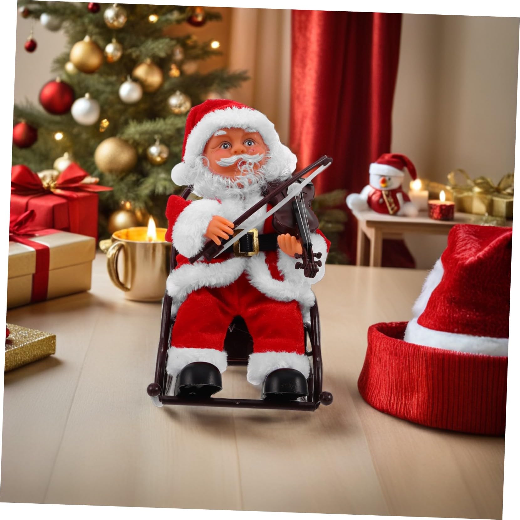 SOIMISS Juguete de Papá Noel Eléctrico Muñeco Adorable con Silla de Ruedas Juguete Decorativo Navideño para Fiestas Infantiles y Hogar Obsequio de Papá Noel