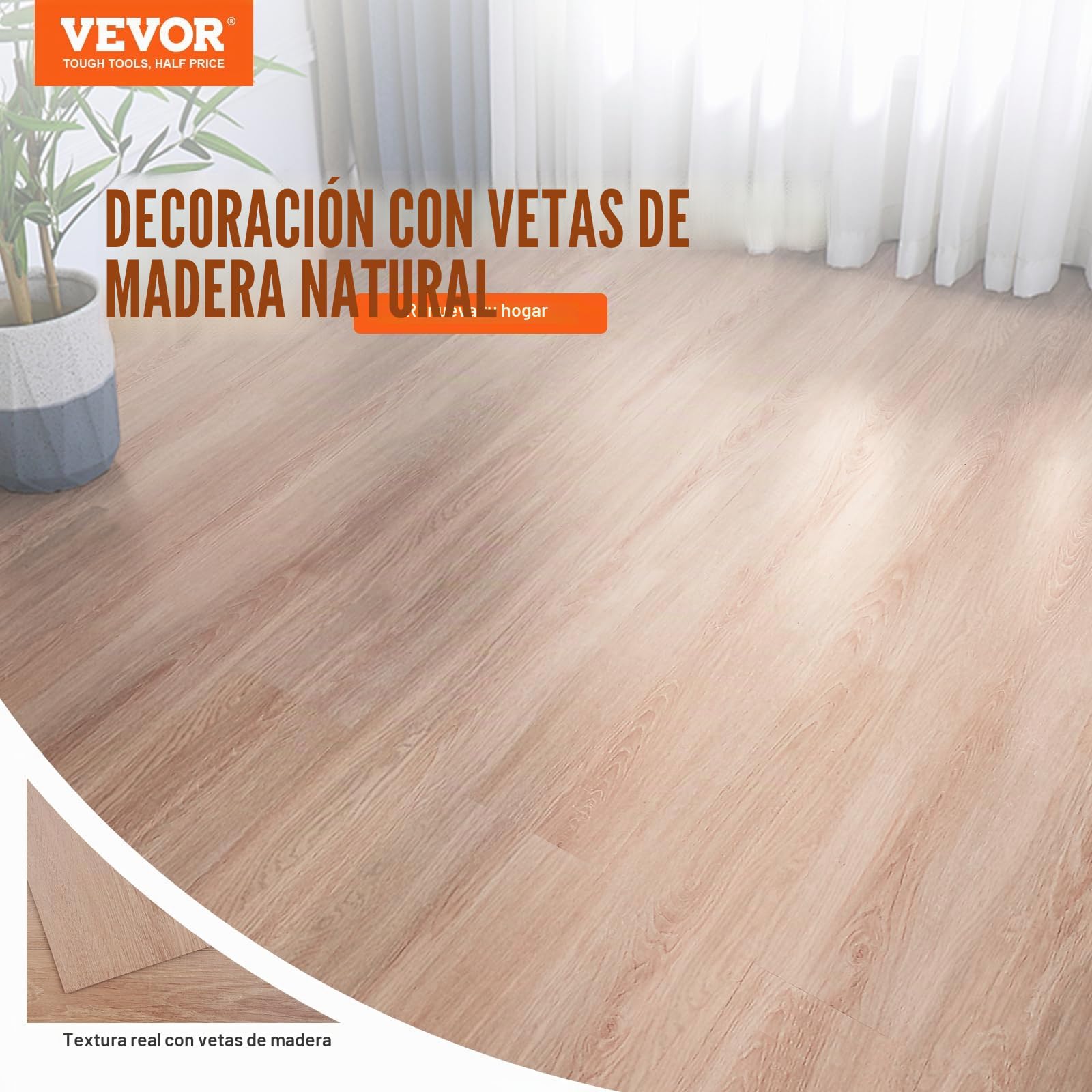 VEVOR Baldosas de Vinilo Autoadhesivas de 914 x 152 mm, 36 Baldosas de 2,5 mm de Grosor, Despegar y Pegar, Suelos de Bricolaje de Grano de Madera Natural para Cocina, Comedor, Dormitorios y Baños