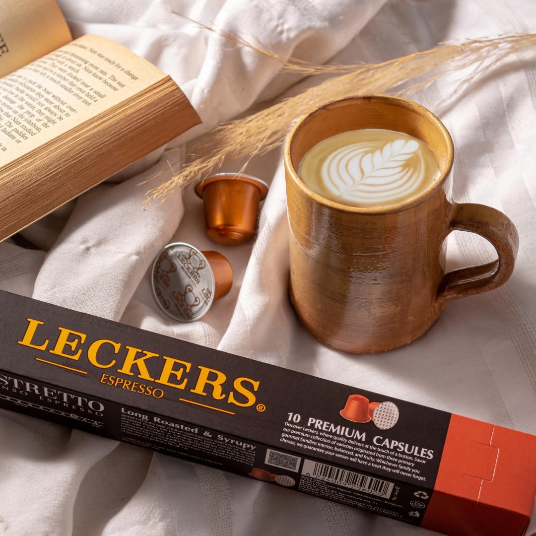 LECKERS Ristretto Italian Coffee Pods for Nespresso Machine | Premium Italian Espresso Pods | Dark Roast | Compatible with Nesspresso Original Line (12 Pack - 120 Capsules)