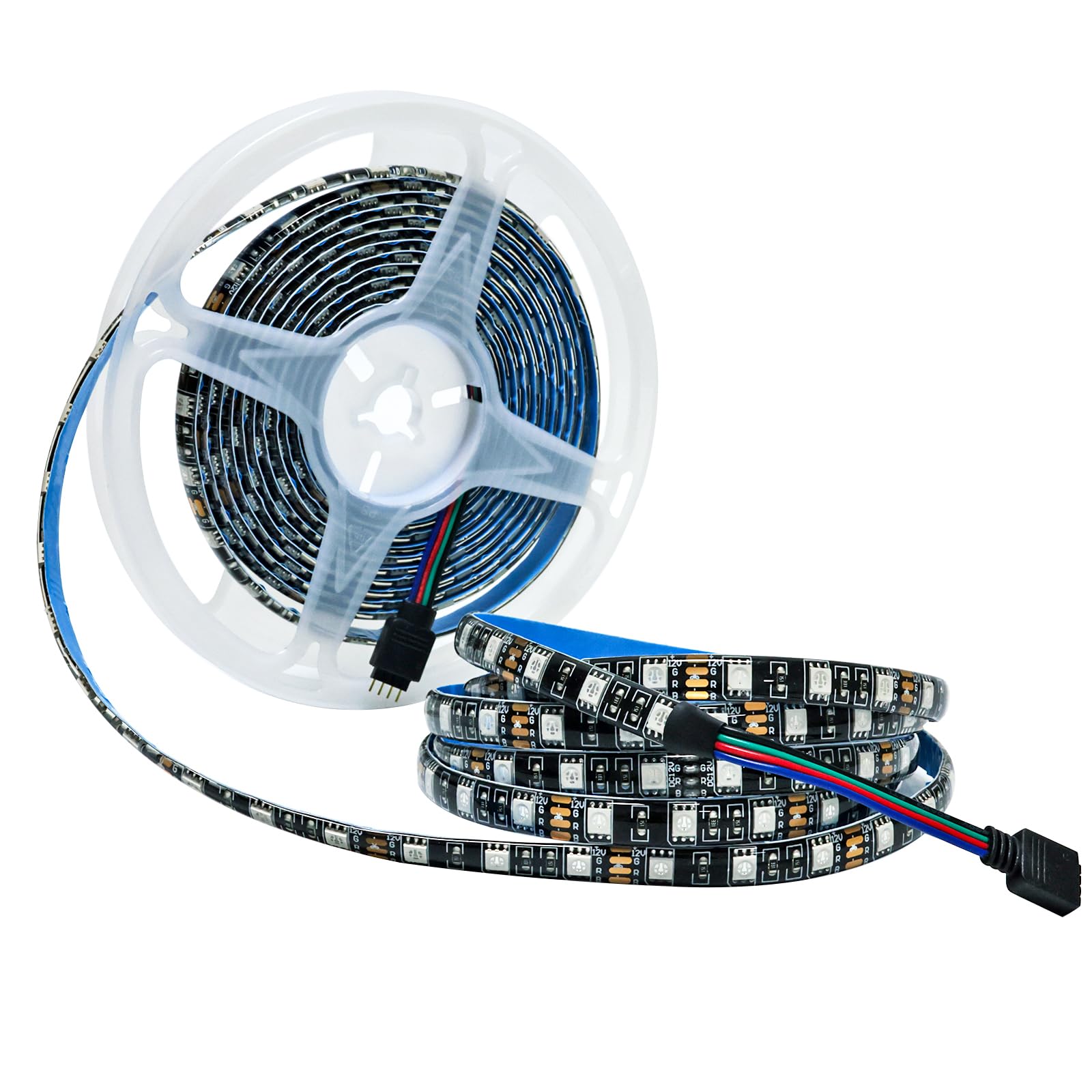 Tyun 12V RGB LED Strip Light, 5M Black PCB Board Color Changing SMD 5050 IP65 Waterproof 300 LEDs for Bedroom, Kitchen Decoration