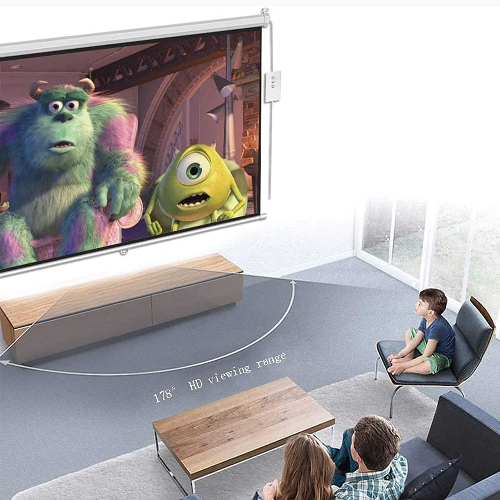 schermo di proiezione motorizzato, vivi il cinema a casa con lo schermo di proiezione motorizzato Full HD 3D da 60" - Schermo montabile a parete o a soffitto - con telecomando.