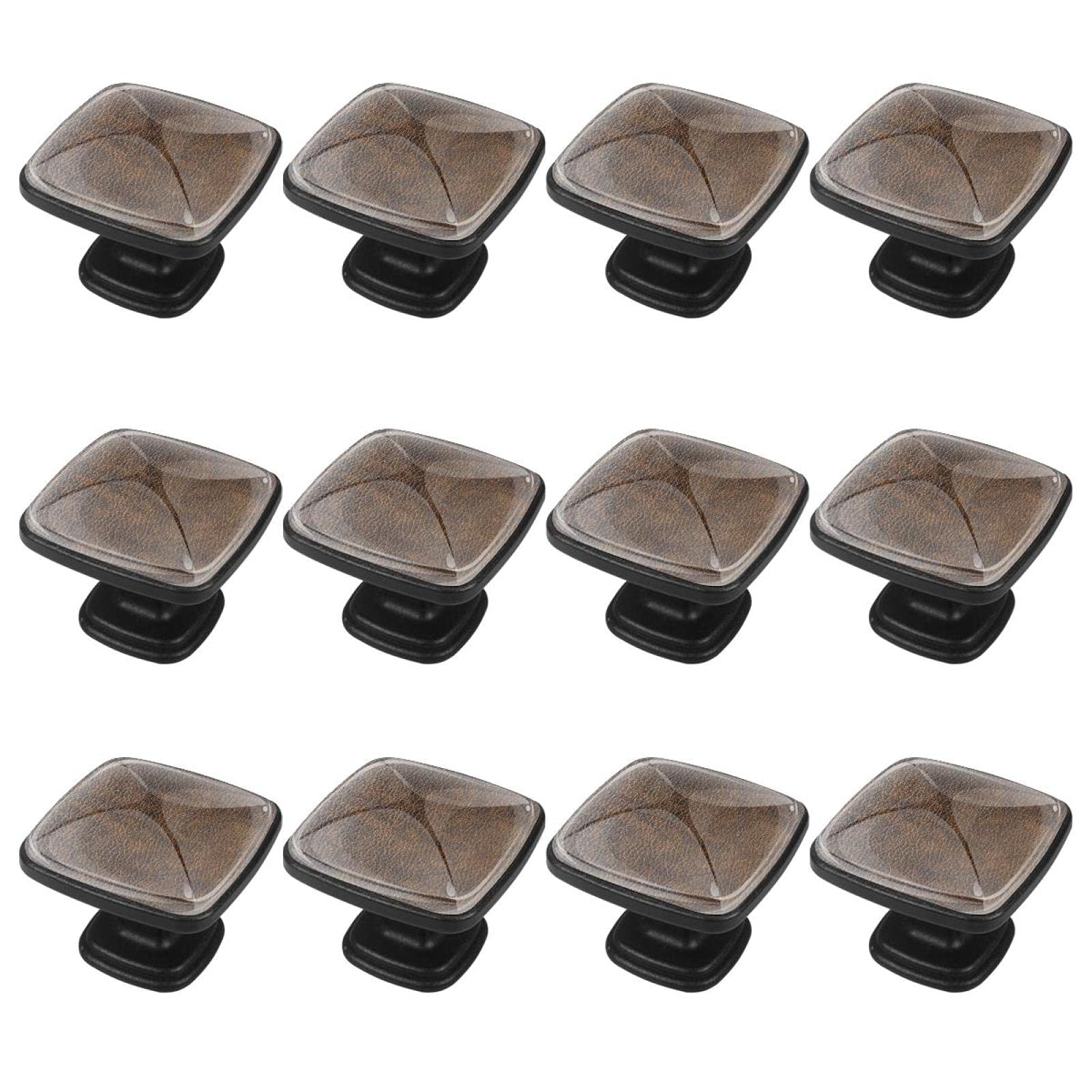 Lot de 12 poignées carrées en cuir marron