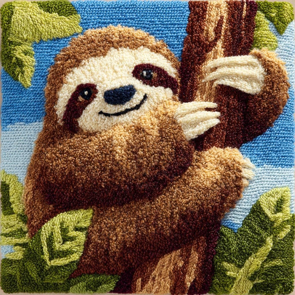 Henypt Latch Hook Kits-G Diy Latch Hook Pillow Cover Kits Sloth