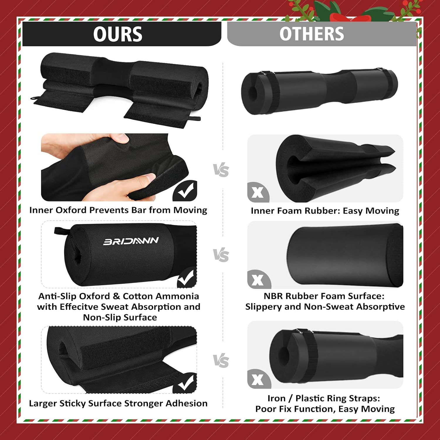 Gonex Barbell Pad for Squats Hip Thrusts Upgraded Bar Neck Pads Workout Foam Weightlifting Cushion Fits Standard Olympic Bars with a Carry Bag