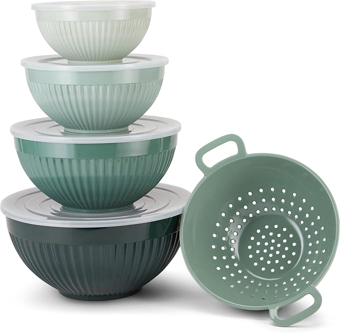 Phantom Chef 5-Piece Nested Melamine Mixing Bowl Set with Lids - 7 to 11 inches