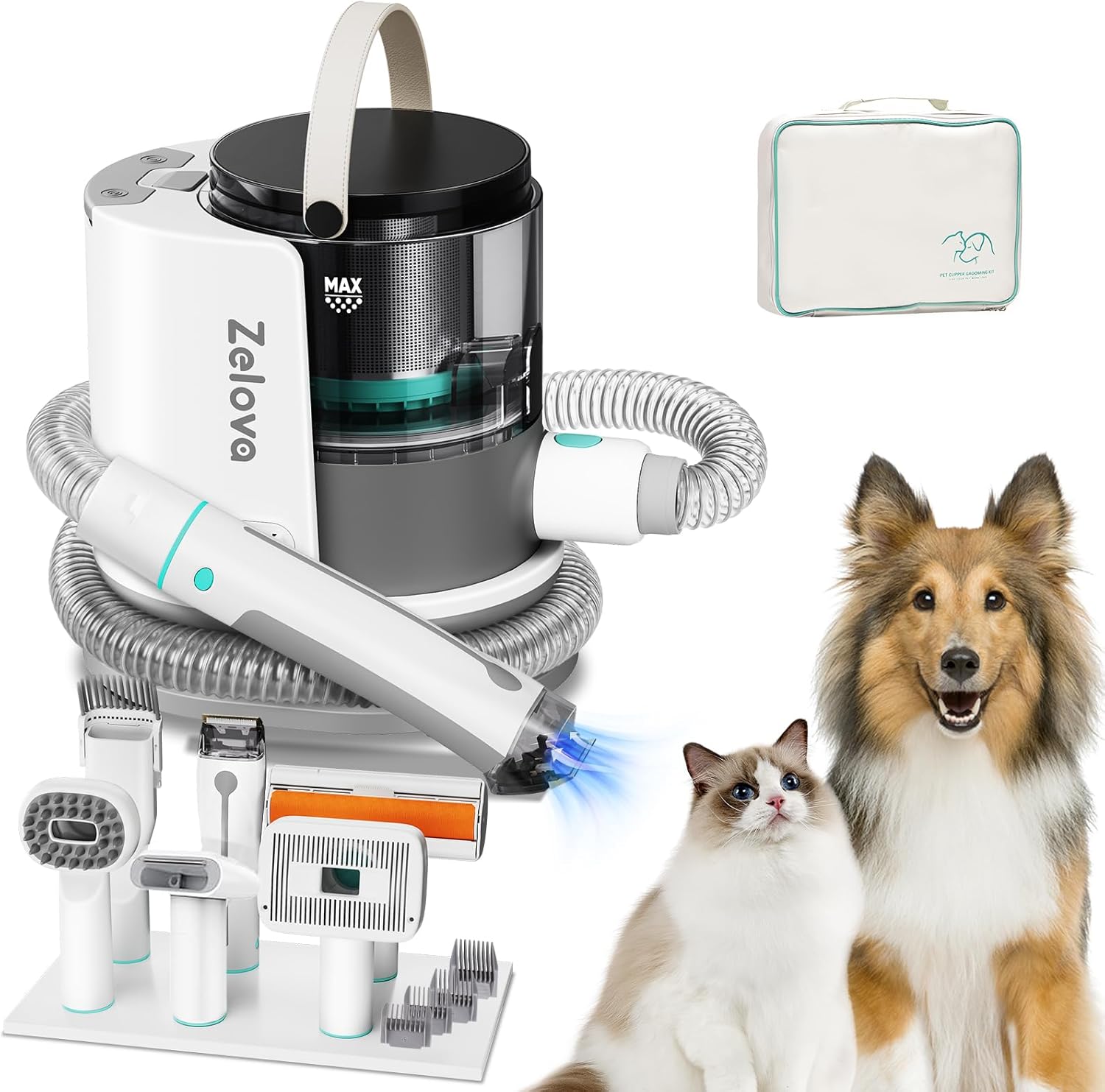 Amazon.com: Zelova Pet Grooming Vacuum, Dog Grooming Kit Suction 99% ... - Quiet Dog Grooming Kit