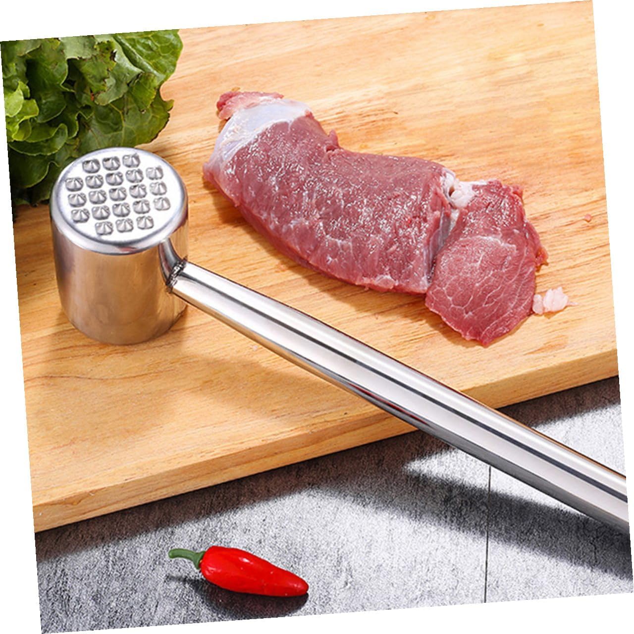 2pcs Stainless Steel Meat Hammer and Kitchen Tenderizers for Home Use, 304 Stainless Steel Steak Pounder Mallet Set for Beef, Pork, and Poultry Cooking