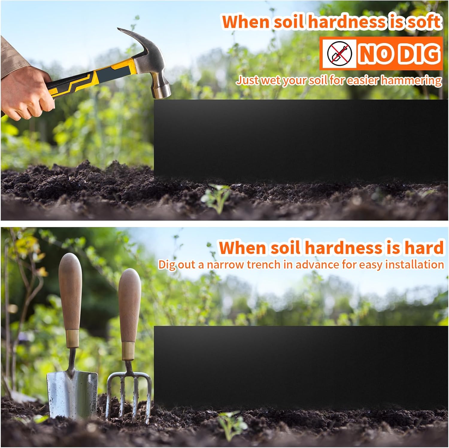 40"x6" Steel Lawn Edging, 5-Pack Metal Landscape Edging Strips,Hammer-in Garden Edging Borders,Total16.25 ft Length Bendable Landscape Edging for Yard Pathway Divider