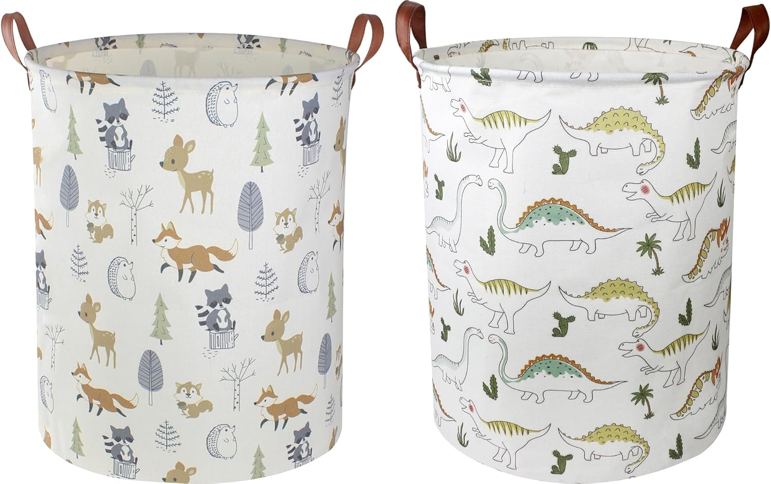 NTAOHAMPER 2 Pack Laundry Basket,Canvas Baby Clothes Hamper,Kids Toys Storage Basket Gift Basket with Handles,Baby Nursery,Room Decor,Bedroom,Bathroom,Playroom