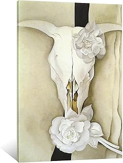 Georgia O'Keeffe Cow's Skull with Calico Roses Canvas Art Poster and Wall Art Picture Print Modern Family Bedroom Decor Posters 12x18inch(30x45cm)