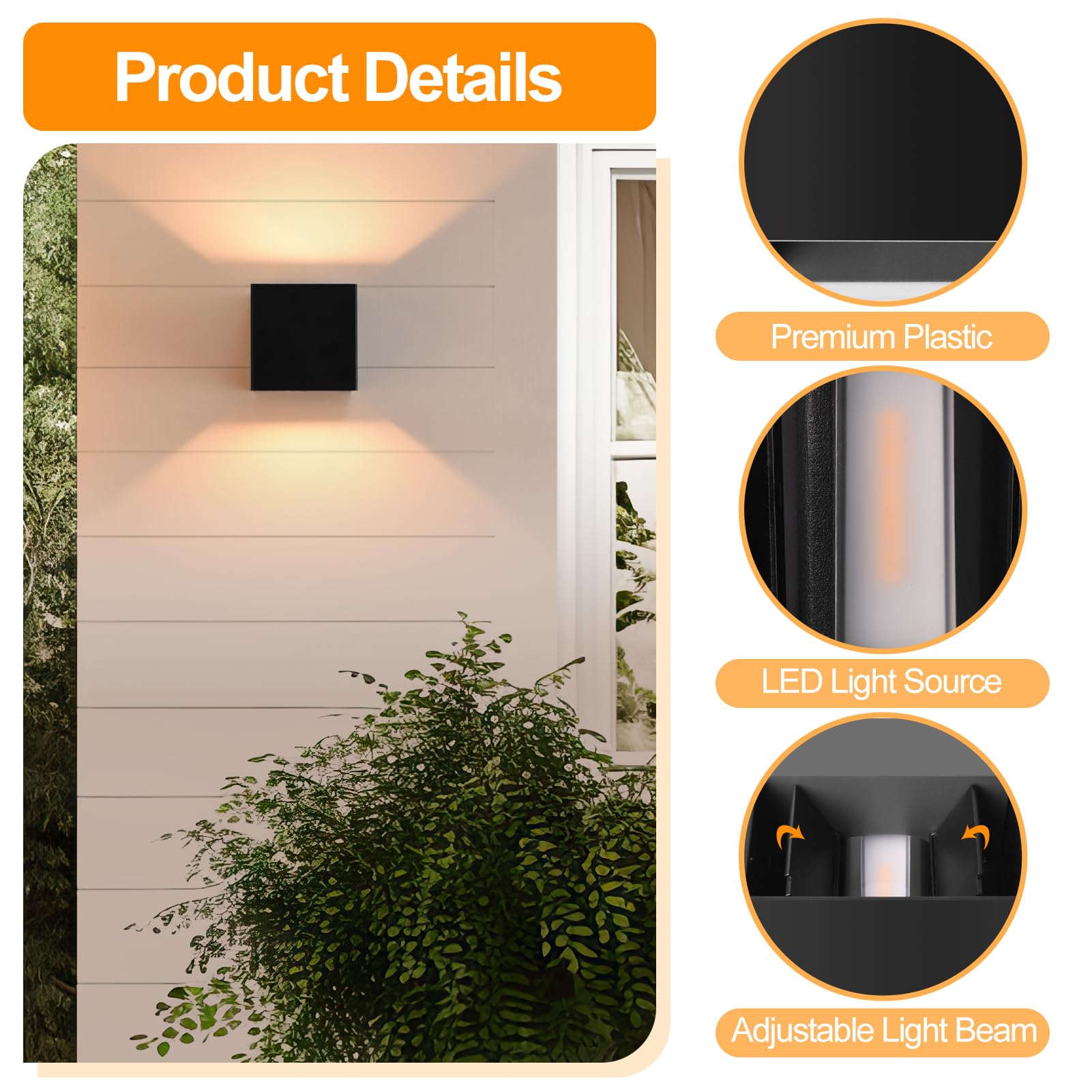 FUDESY 2Pcs LED Wall Lights Indoor, 12W Outdoor Up Down Wall Lamp Sconce Lighting - Image 3
