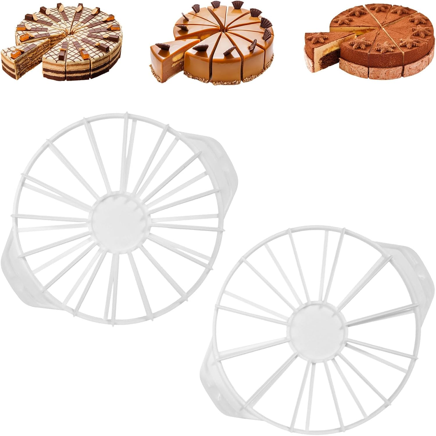 HFDONGL Cake Divider 10/12/14/16 Cake Cutter 2 Pieces Cake Divider Round Cake Cutter Plastic Cake Cutting Aid Cake Base Cutting Aid for Round Cakes