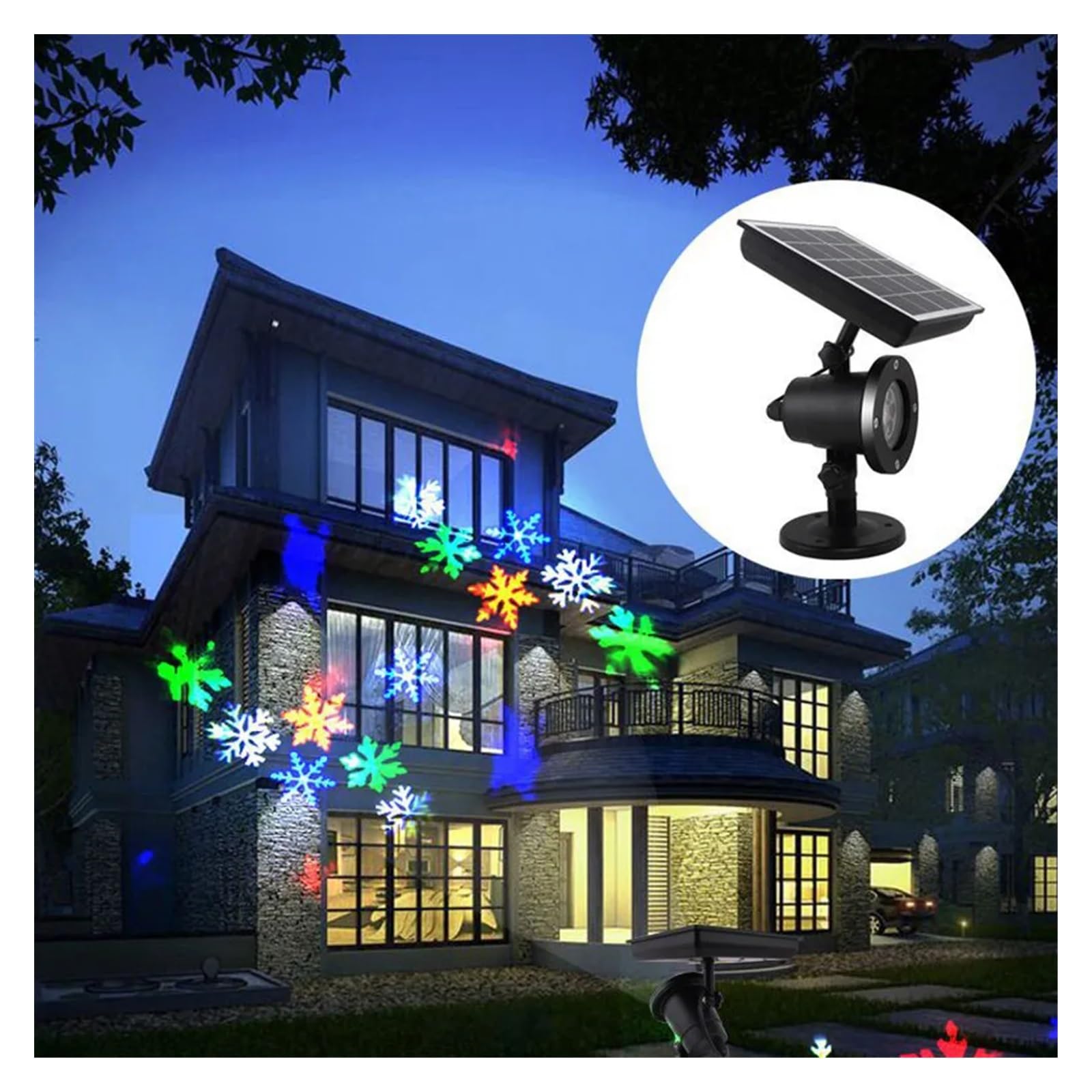 Proiettore di Luce, proiettore olografico di Halloween, Luce Solare da Discoteca a Forma di Fiocco di Neve di Natale IP65, Lampada da proiezione di nevicate in Movimento per Esterni, decoraz