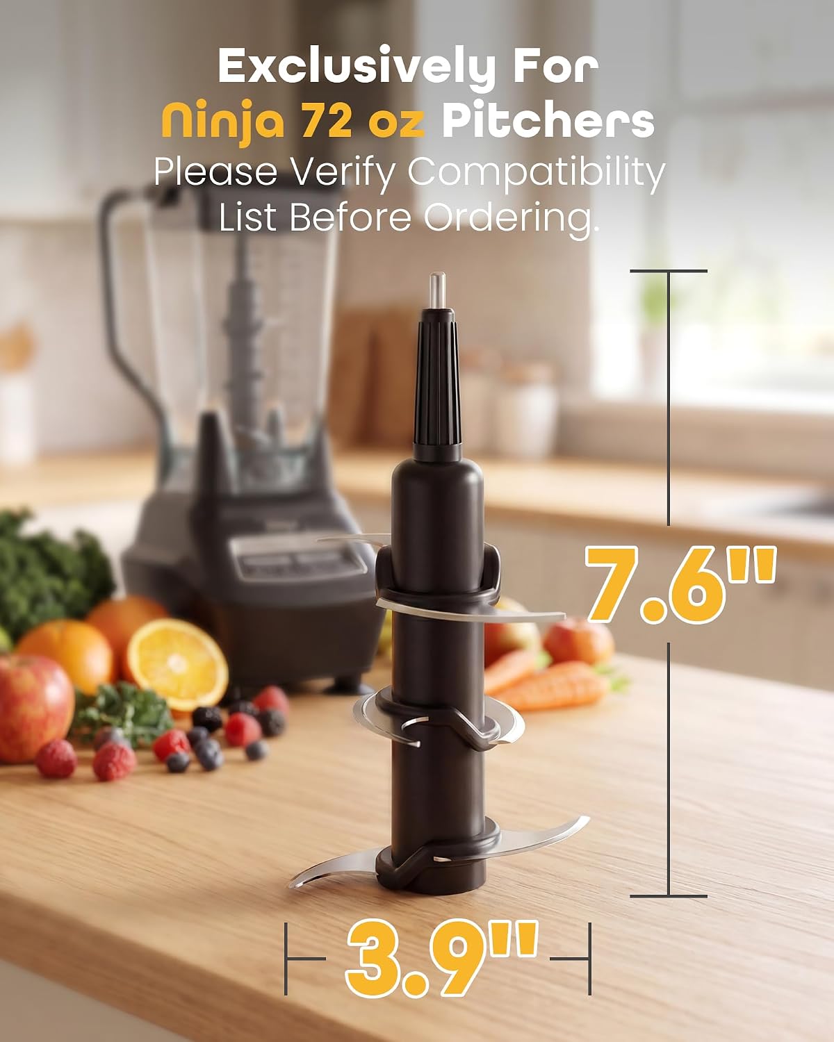 Blender Blade Replacement for Ninja 72 oz Pitcher, Replacement Parts for Nutri Ninja 1100W 1200W 1500W BL610 CT610 BL640 BL642 BL680 BL770 BL910 BN701 BN751 BN801