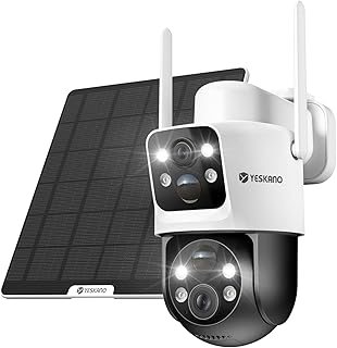 YESKANO Outdoor Wi-Fi Camera, 6MP Surveillance Camera with Solar Panel, PTZ Wireless Outdoor Wifi Camera with Dual Lens an…