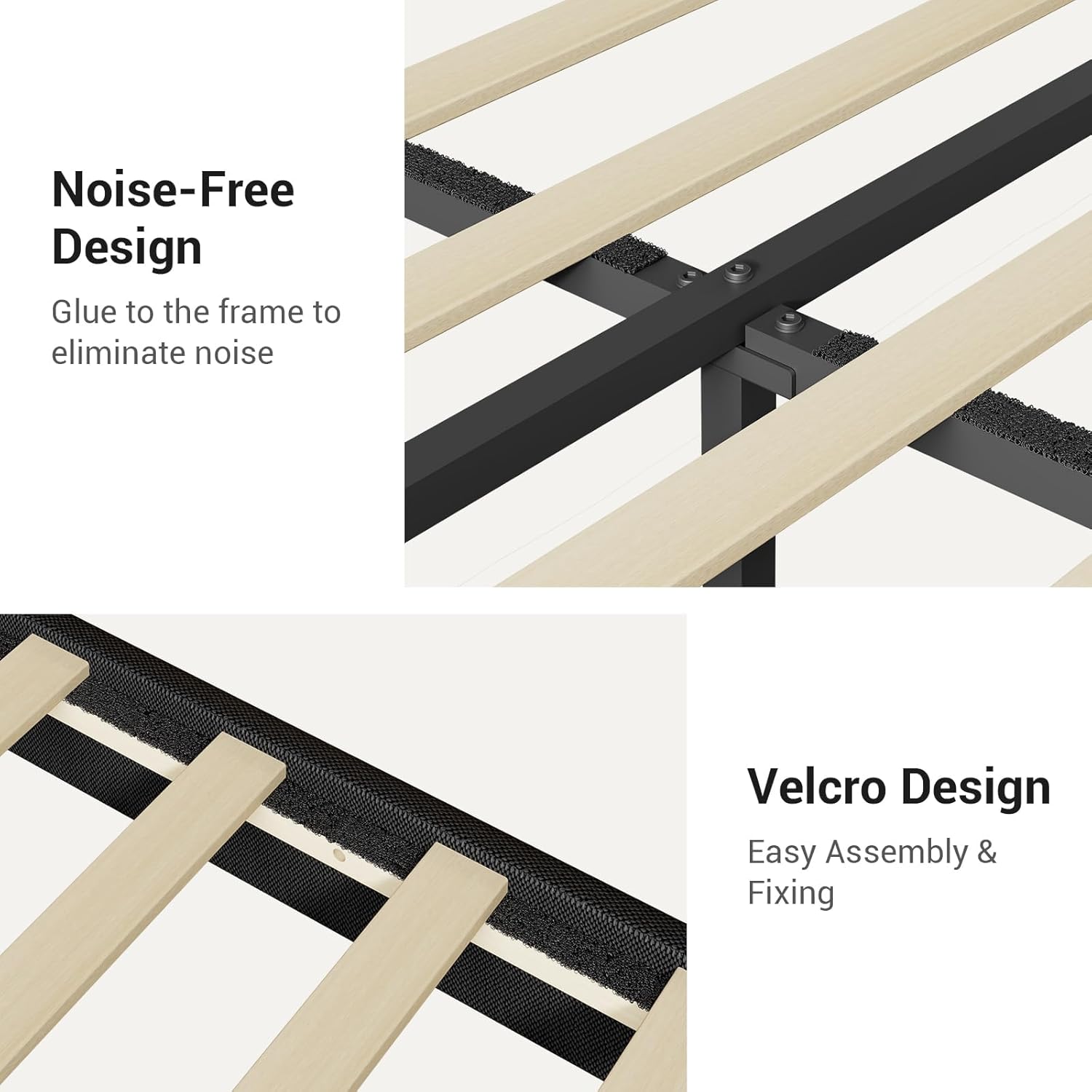 Full Size Upholstered Bed Frame with LED Light and Charging Station Headboard Metal Platform Bed Frame with Reinforced Support Legs,No Box Spring, Noise Free, Easy Assembly (Black Linen, Full) - Image 5