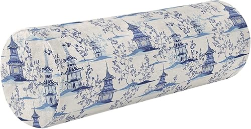 Pagodas chinas de tinta almohada para piernas dormir cuello rollo almohadas para dormir pequeñas almohadas redondas cilíndricas almohada cama espuma