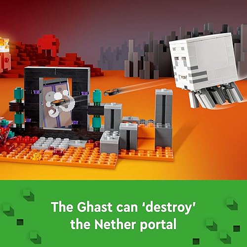 Miniatura 5 de LEGO Minecraft The Nether Portal Embush Adventure Set, juguete de construcción para niños con figuras de acción de Minecraft y escenas de batalla,