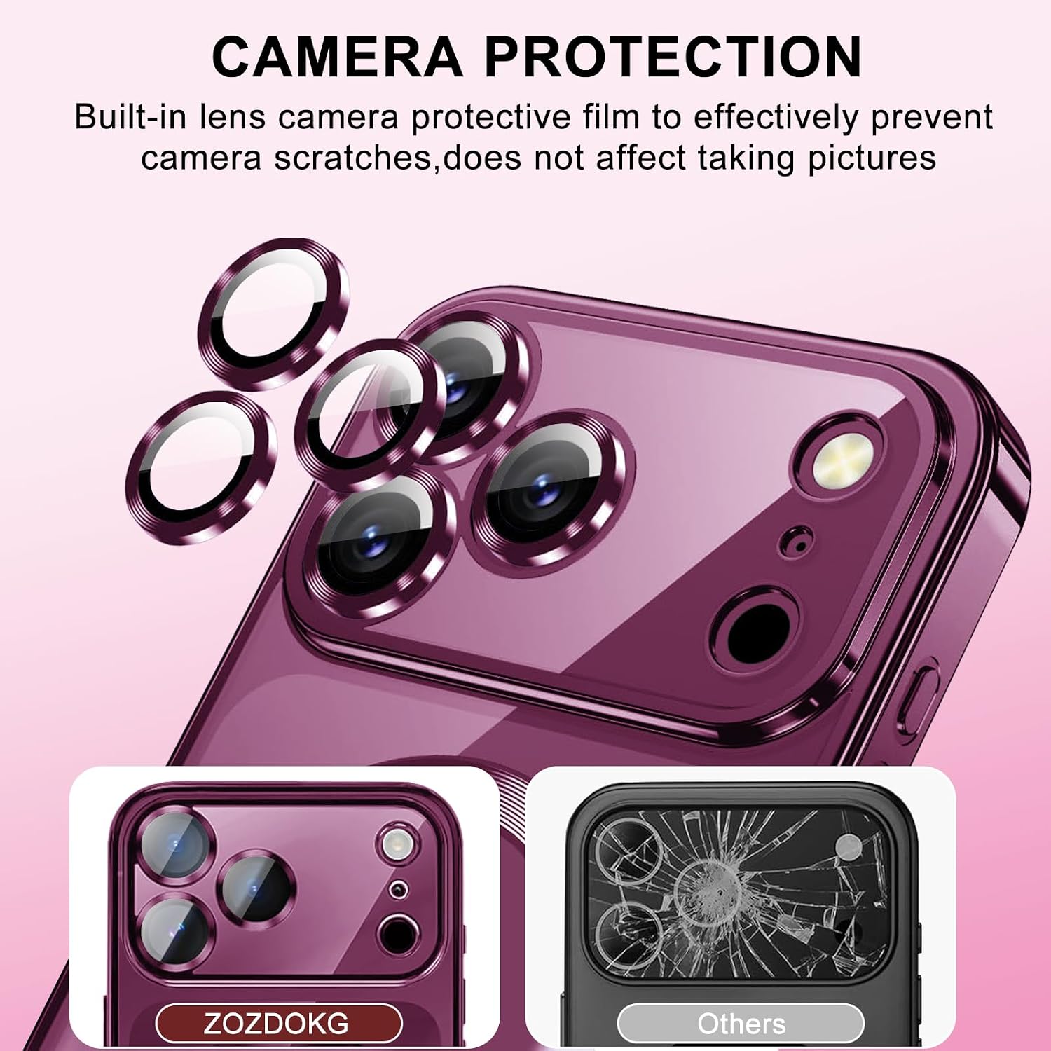 Magnetic for iPhone 18 Pro Max Case, Clear Burgundy thumbnail