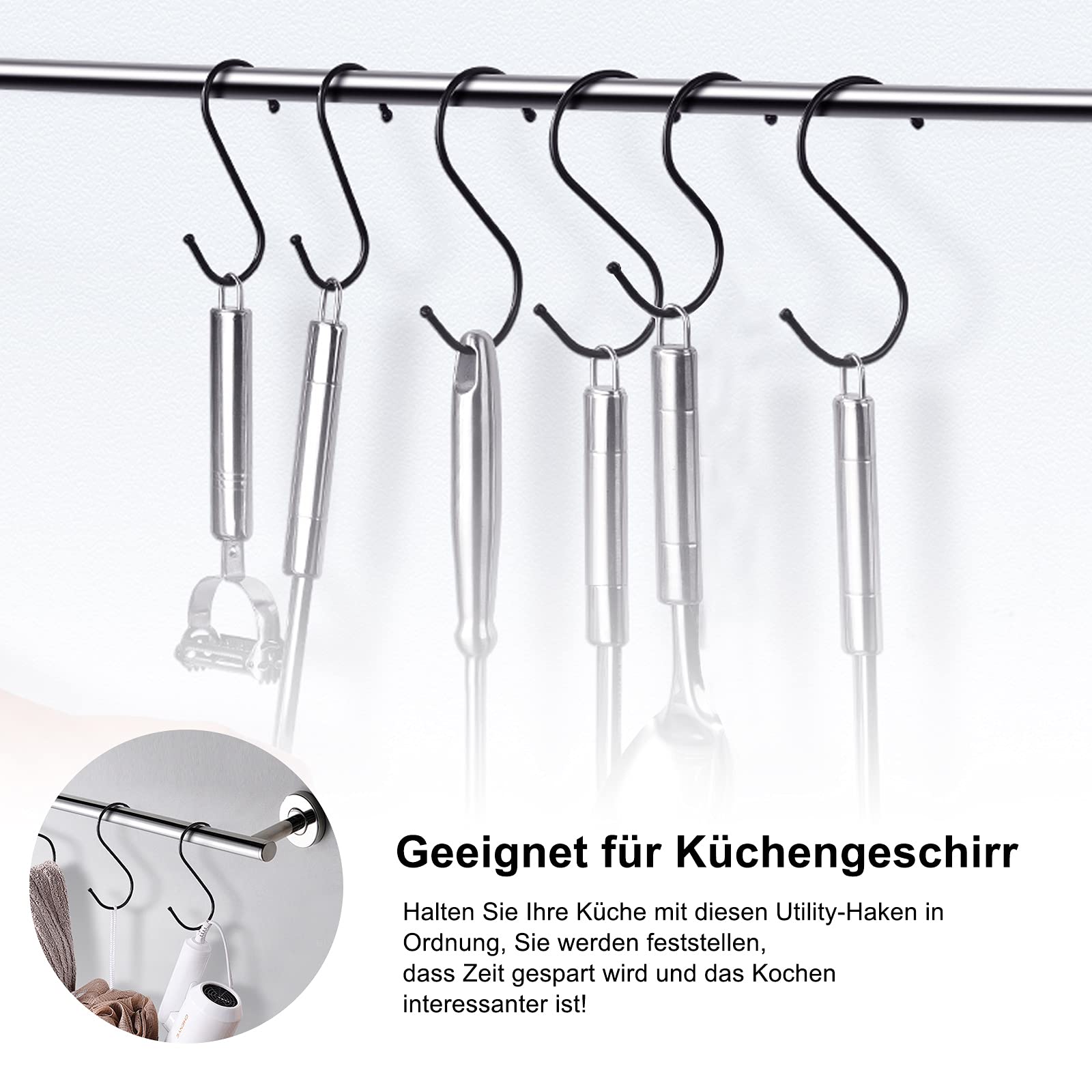 Lot De 10 Crochets Muraux En Fer Noir 28mm - Pour Décorations Légères, Clés, Ustensiles - Facile à Fixer