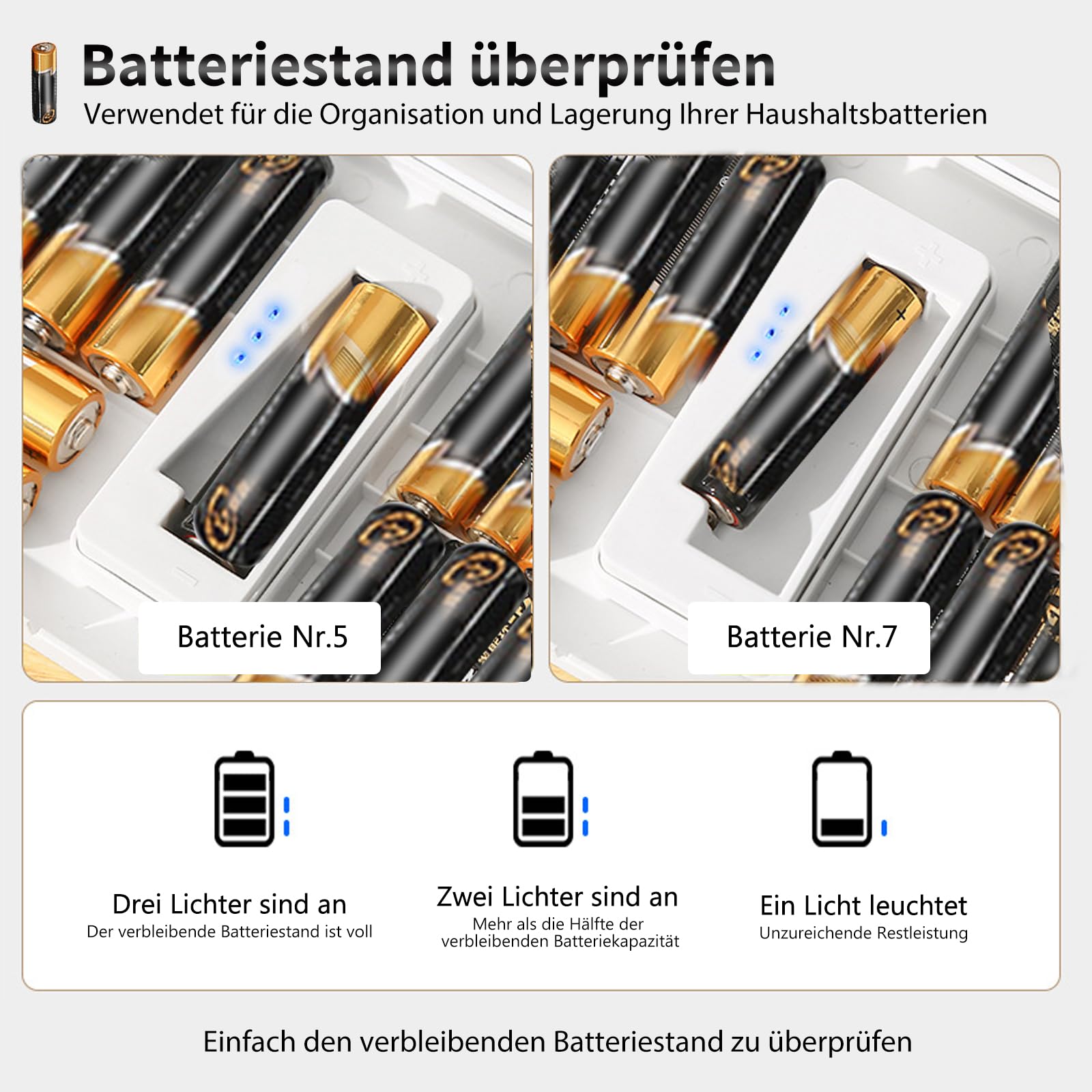 Organizer Per Batterie WPPQWP | Scatola Plastica Per 115 Batterie AA/AAA/a Bottone Con Tester