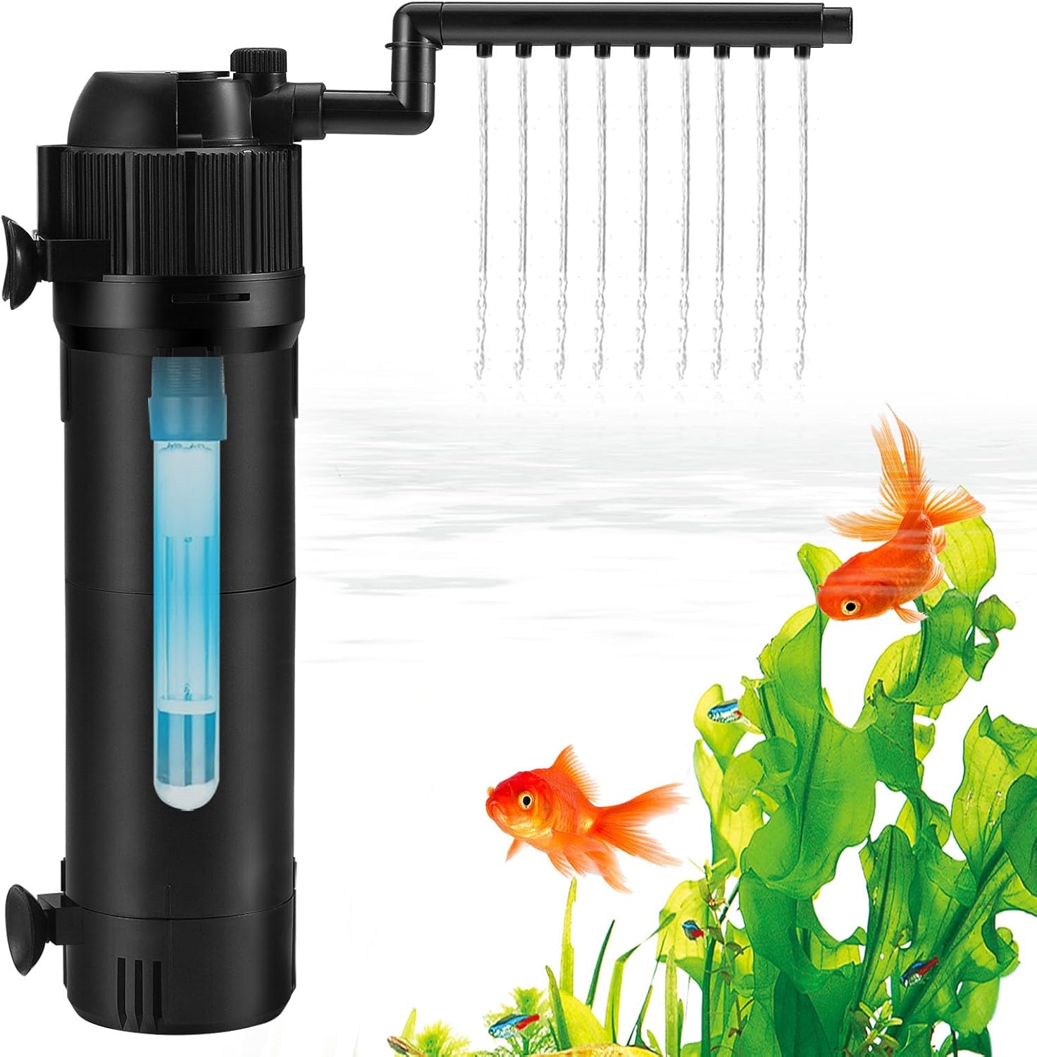 Internal Fish Tank Filter, 5 in 1 Adjustable Aquarium Filter Pump with