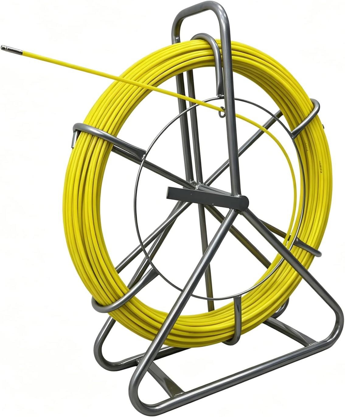 262FT Fiberglass Fish Tape 1/4" Duct Rodder with Brake, Non-Conductive Electrical Wire Puller Fish Tape Cable Running Rod with Steel Reel Stand for Walls & Conduit Wiring[6mm*80m]