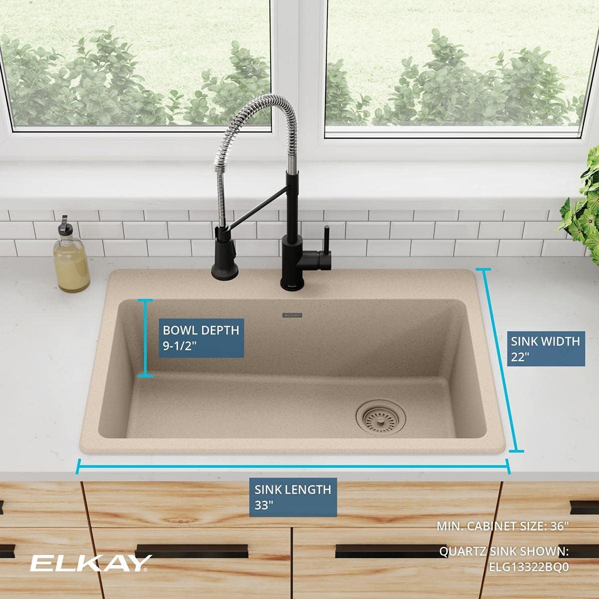 Cheapest 🛒 Elkay Quartz Classic ELG13322BQ0 Bisque Single Bowl Top Mount Sink