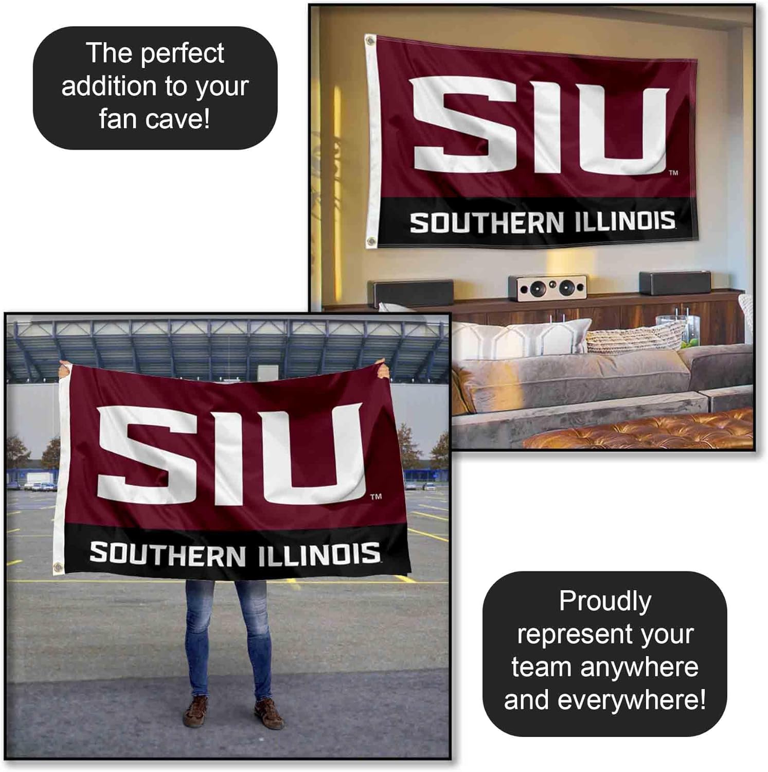 Southern Illinois Salukies SIU Logo Flag