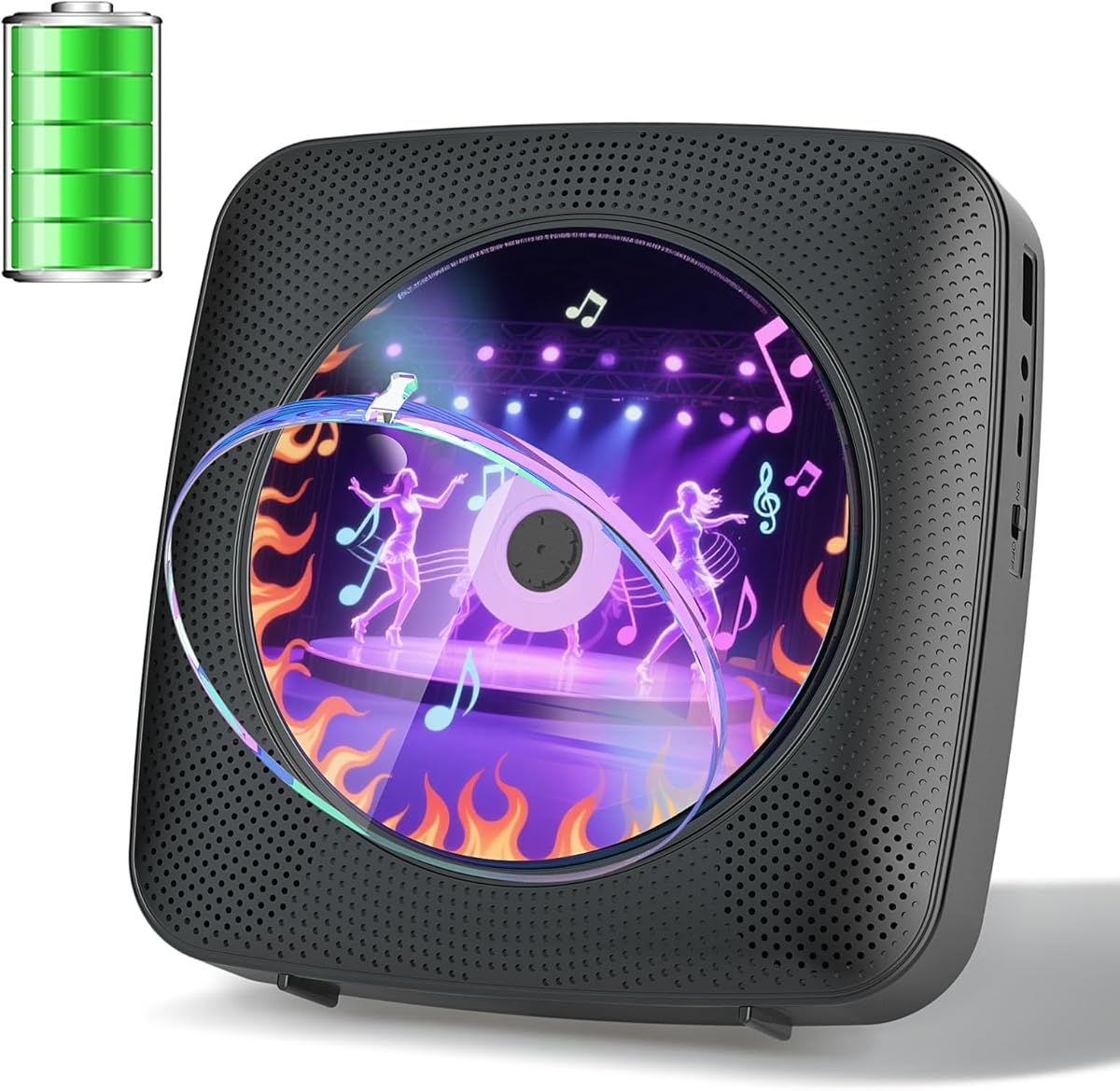 Gueray Portable CD Player Bluetooth: CD Players for Home Rechargeable Desktop Wall Portable CD Player with Bluetooth & Dual Speakers 1800mAh Boombox FM Radio USB Type-C MP3 Music Player