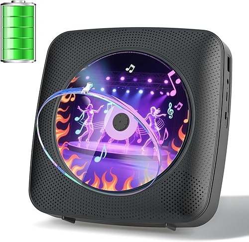 Gueray Reproductor de CD portátil Bluetooth Reproductores de CD para el hogar Recargable de pared de escritorio Reproductor de CD portátil con