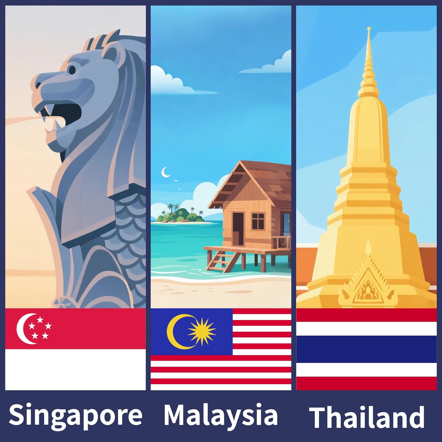 SIM Card for Singapore, Malaysia, Thailand – Prepaid Data Plans | 2GB Daily Data only,20 Days | 4/5G High-Speed Internet | Ideal for Travelers