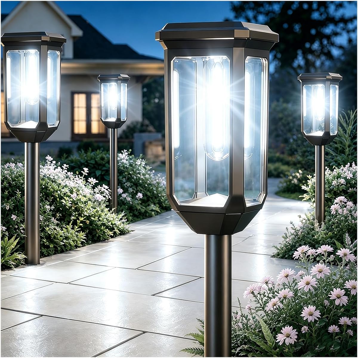 Tenmiro Solar Pathway Lights Outdoor 8 Pack, Bright Solar Garden Lights | IP65 Waterproof Shatterproof, Auto On/Off Landscape Lighting for Yard Lawn Patio Walkway Driveway Decor 6500K
