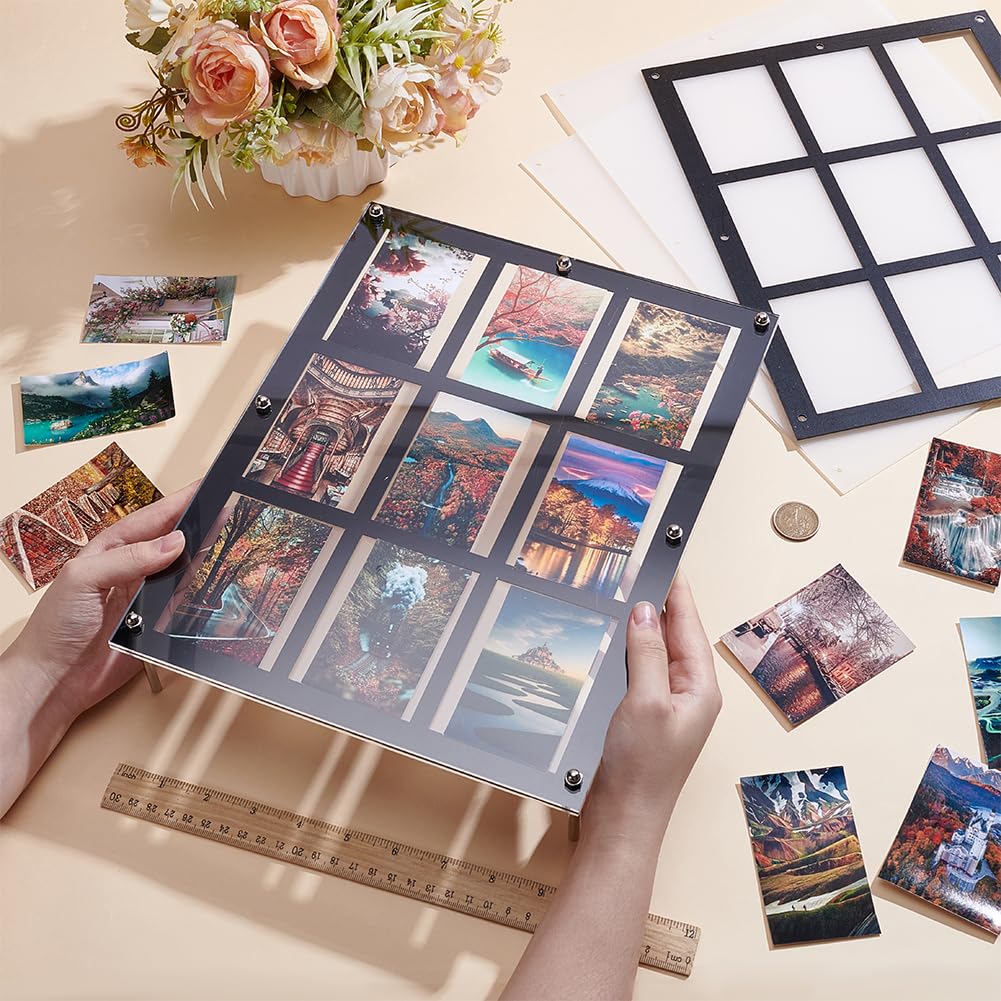 UNICRAFTALE 2 sets 9 Cards Acrylic Trading Card Display Frame Sports Card Collector Desktop Display Case Black Baseball Cards Displays Case for Basketball Football Hockey Standard - Image 2