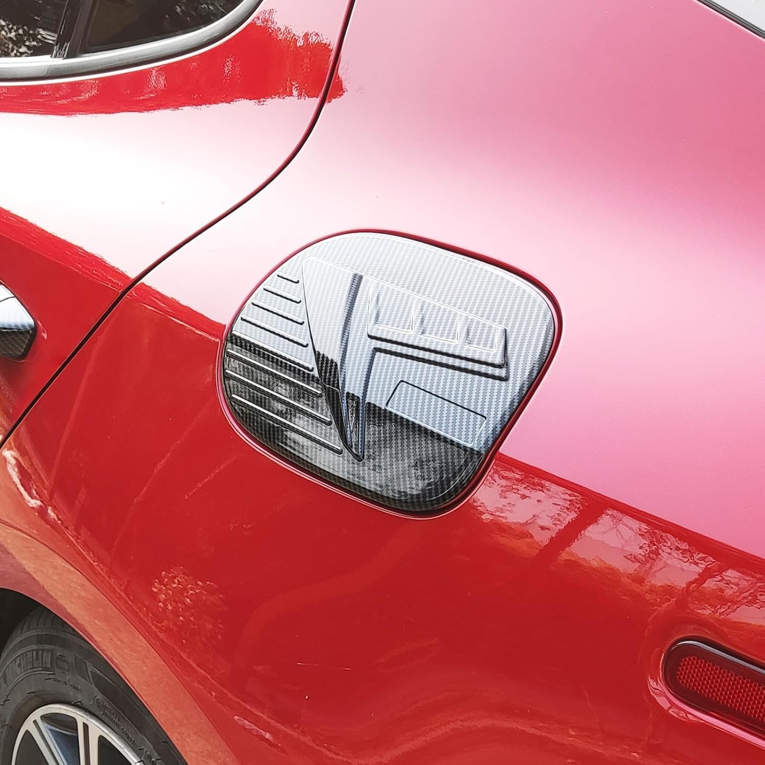 ABS Carbon Fiber Fuel Tank Cover Oil Gas Cap Fuel Filler Car Door Trim Compatible with Kia Stinger 2018-2023 Accessories