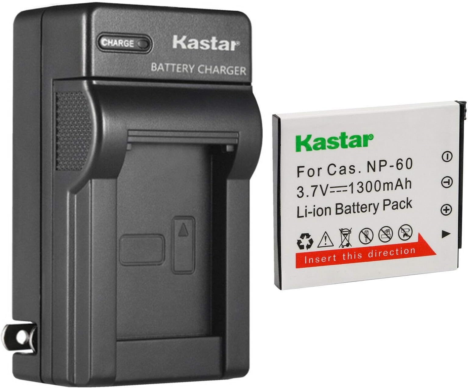 Kastar 1-Pack Battery and AC Wall Charger Replacement for Casio NP-60 CNP-60 Battery, BC-60L Charger, Casio Exilim EX-FS10 EX-S10 EX-S12 EX-Z9 EX-Z19 EX-Z20 EX-Z21 EX-Z25 EX-Z29 EX-Z80 EX-Z85 EX-Z90