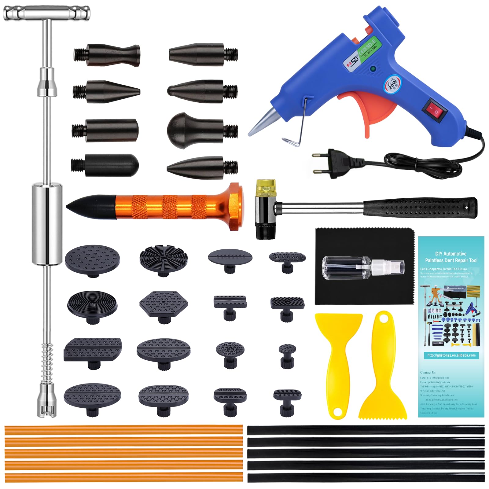 Manelord Auto Dellen Reparaturset Ausbeulwerkzeugset, Car Lackfreies Dellen Reparatur Dent Puller Kit, Gleithammer Dent Abzieher für DIY Fahrzeug/Kühlschrank/Waschanlage