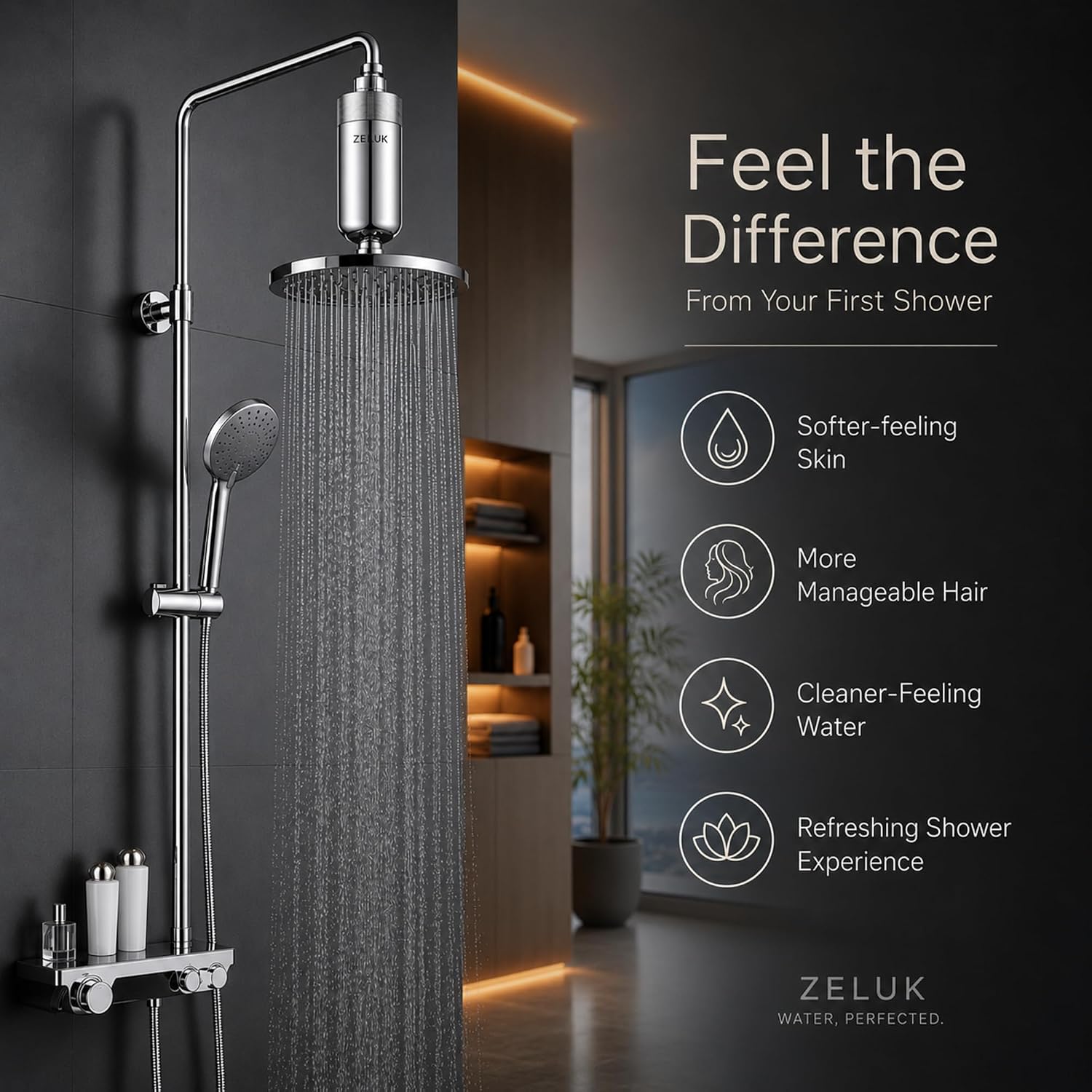 Shower Filter for Hard Water – Shower Water Filter – Reduces Chlorine, Odor & Impurities – Filtered Water for Softer Skin & Healthier Hair – Powered by VELLQUA™ Filtration System image 5