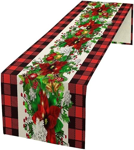 Miniatura 39 de Camino de mesa floral bohemio retro de los años 70, hippie de verano, Groovy Floral Power Impreso, camino de mesa de lino para el hogar, cocina,