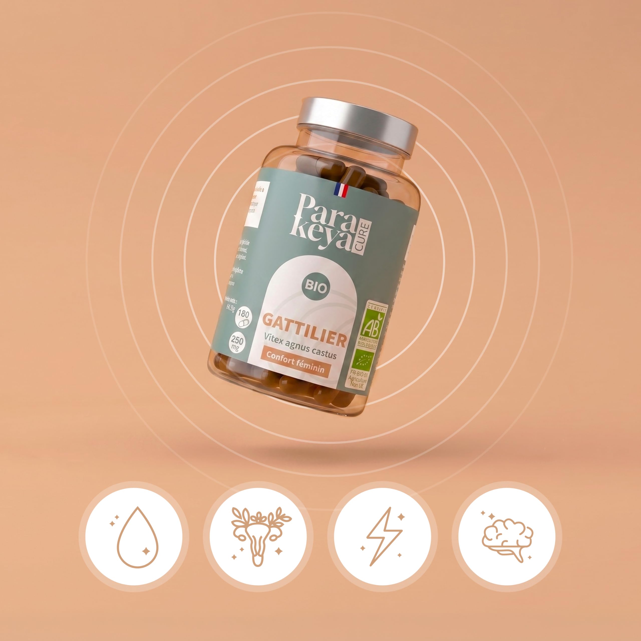 Gattilier Bio 250 mg - 60 gélules - Confort menstruel & équilibre au quotidien - Complément alimentaire